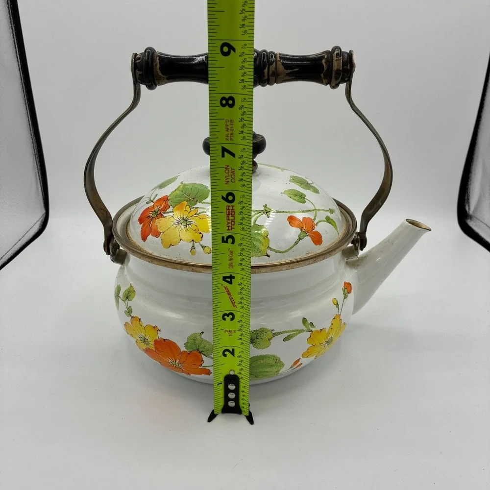 Vintage 1983 Gailstyn-Sutton Jardine Collection Enamel Teapot Floral Taiwan